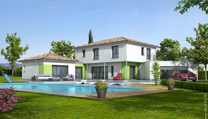 Plan maison contemporaine Turquoise - plan maison gratuit