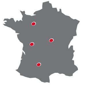 Nouvelles implantations régionales dès 1965 - Carte de la France - Maisons Clair Logis