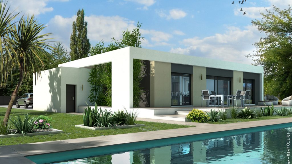 maison toit plat JADE - vue jardin