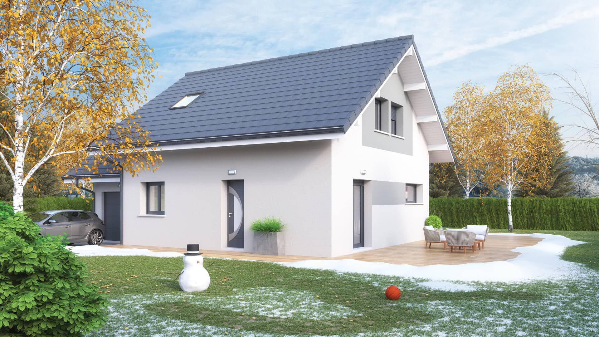 plan maison traditionnelle VERCORS - enduit gris