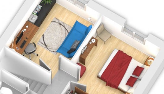 Plan 3D maison traditionnelle Velin - partie nuit