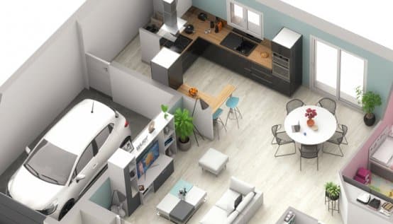 Plan maison 3D - maison plain-pied Ariane