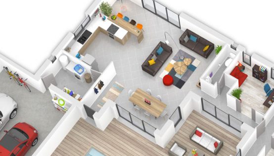 Plan maison contemporaine Olivine , plan maison 3D