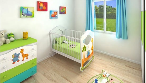 vue 3D chambre enfant - maison plain pied